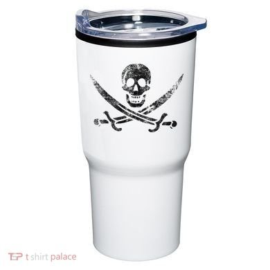 Calico Jack Pirate Flag Jolly Roger Distressed Graphic Tumbler