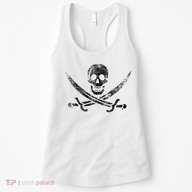 Calico Jack Pirate Flag Jolly Roger Distressed Graphic Women's Tank Top