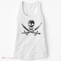 Calico Jack Pirate Flag Jolly Roger Distressed Graphic Women's Tank Top thumb 0