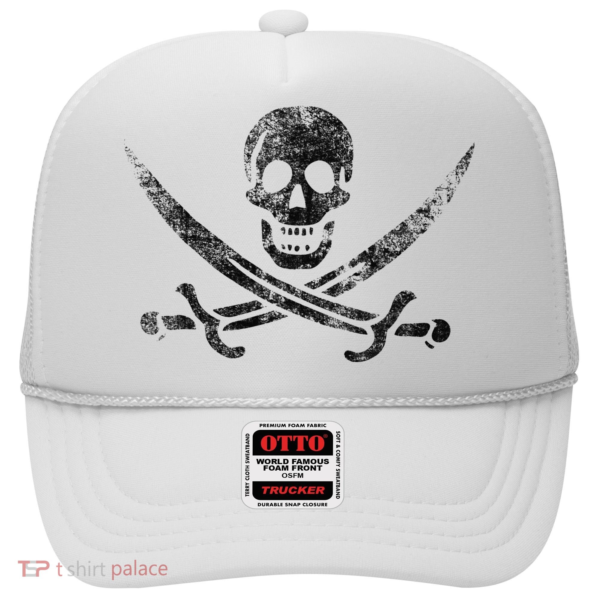 Calico Jack Pirate Flag Jolly Roger Distressed Graphic Hat