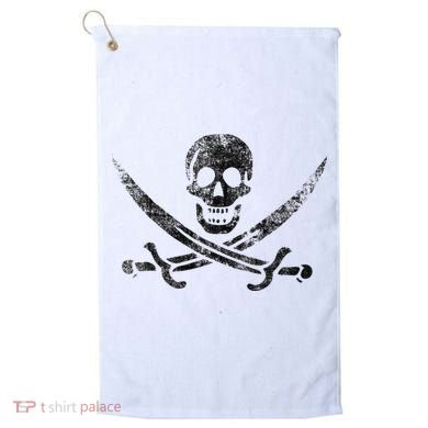 Calico Jack Pirate Flag Jolly Roger Distressed Graphic Golf Towel