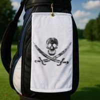 Calico Jack Pirate Flag Jolly Roger Distressed Graphic Golf Towel thumb 2