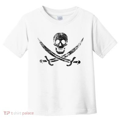 Calico Jack Pirate Flag Jolly Roger Distressed Graphic Toddler T-Shirt