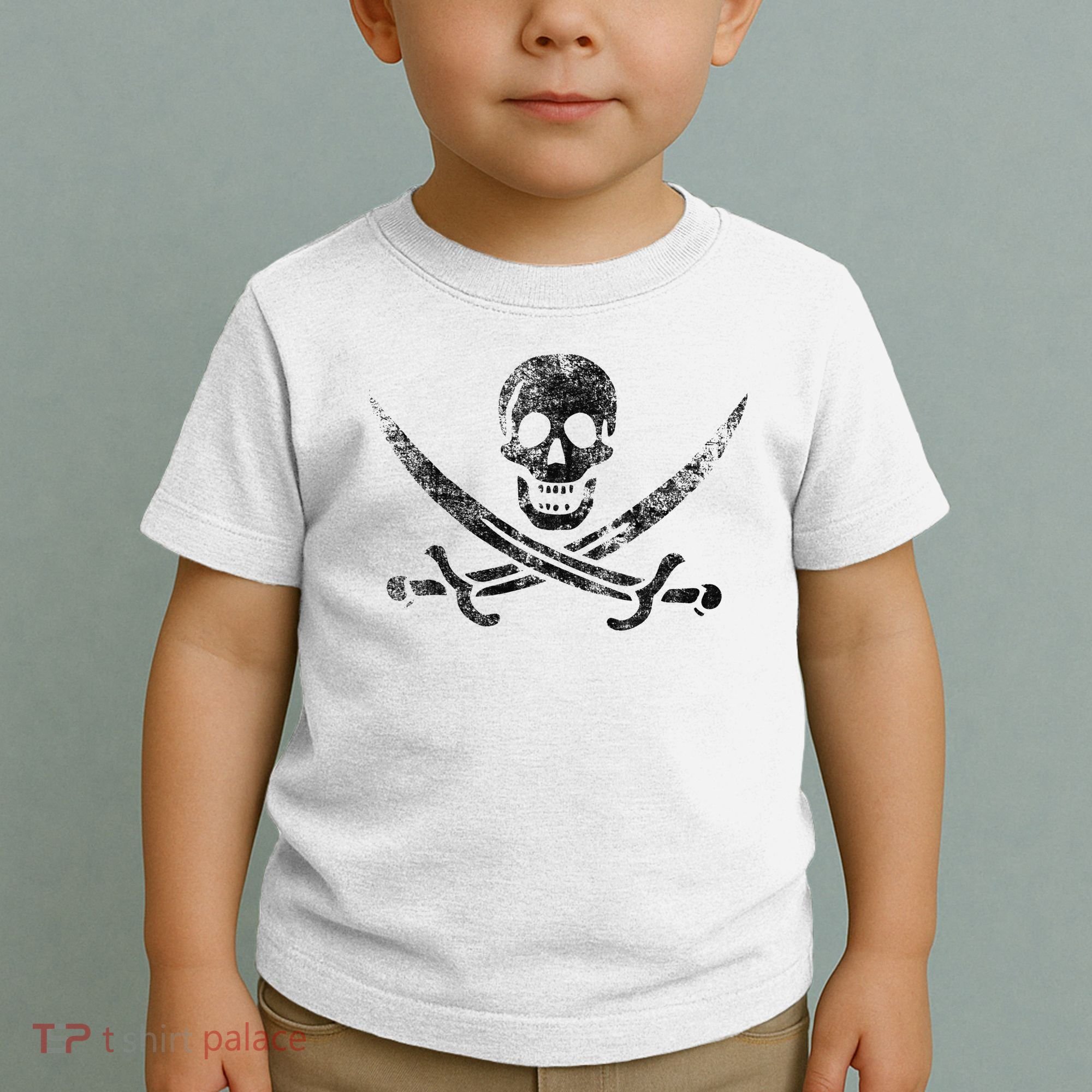 Calico Jack Pirate Flag Jolly Roger Distressed Graphic Toddler T-Shirt