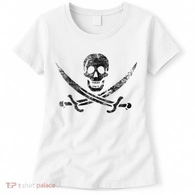 Calico Jack Pirate Flag Jolly Roger Distressed Graphic Women's T-Shirt