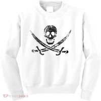 Calico Jack Pirate Flag Jolly Roger Distressed Graphic Kids Sweatshirt thumb 0