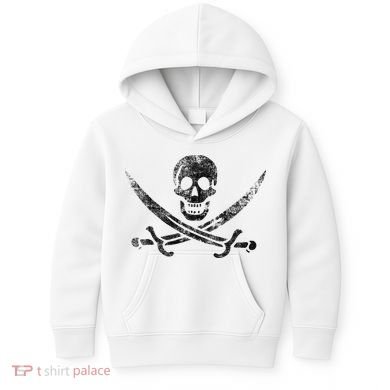 Calico Jack Pirate Flag Jolly Roger Distressed Graphic Kids Hoodie