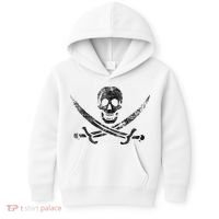 Calico Jack Pirate Flag Jolly Roger Distressed Graphic Kids Hoodie thumb 0