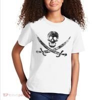 Calico Jack Pirate Flag Jolly Roger Distressed Graphic Kids T-Shirt thumb 2