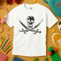 Calico Jack Pirate Flag Jolly Roger Distressed Graphic Kids T-Shirt thumb 3