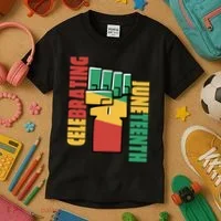 Celebrating Juneteenth Power Fist Kids T-Shirt thumb 3