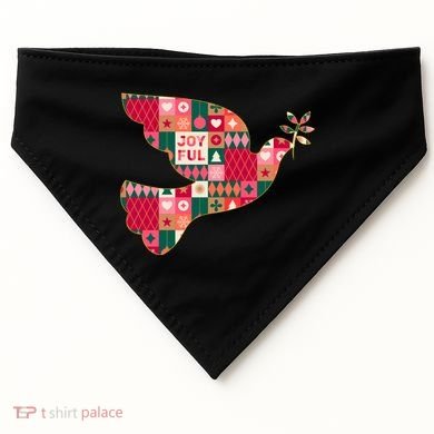 Christmas Joyful Pattern Peace Dove USA-Made Doggie Bandana