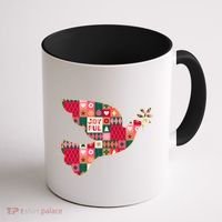 Christmas Joyful Pattern Peace Dove Coffee Mug thumb 1
