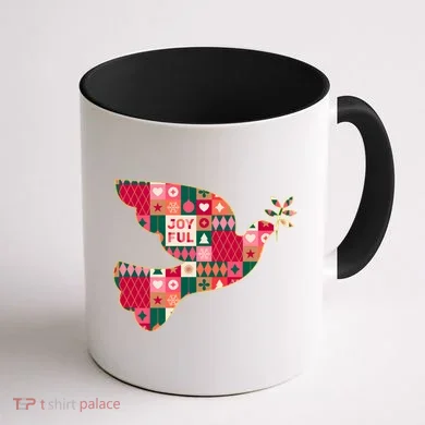 Christmas Joyful Pattern Peace Dove Coffee Mug back