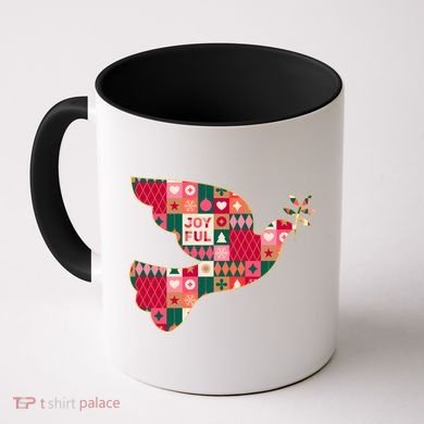 Christmas Joyful Pattern Peace Dove Coffee Mug