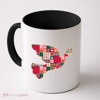 Christmas Joyful Pattern Peace Dove Coffee Mug thumb 0
