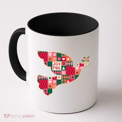 Christmas Joyful Pattern Peace Dove Coffee Mug