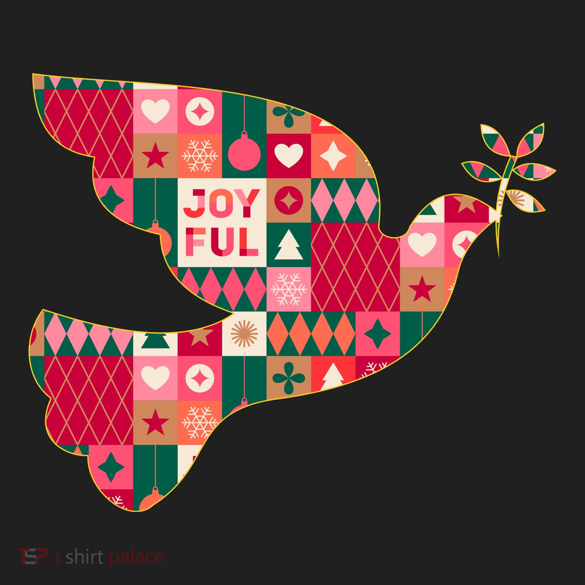 Christmas Joyful Pattern Peace Dove Beanie