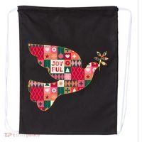Christmas Joyful Pattern Peace Dove Drawstring Bag thumb 0