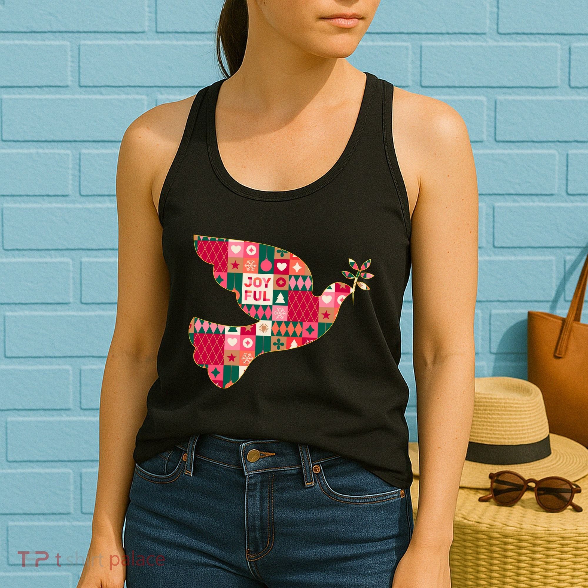 Christmas Joyful Pattern Peace Dove Women's Tank Top