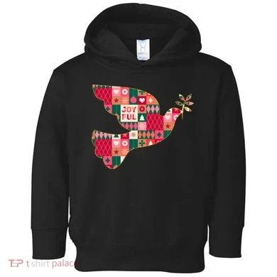 Christmas Joyful Pattern Peace Dove Toddler Hoodie