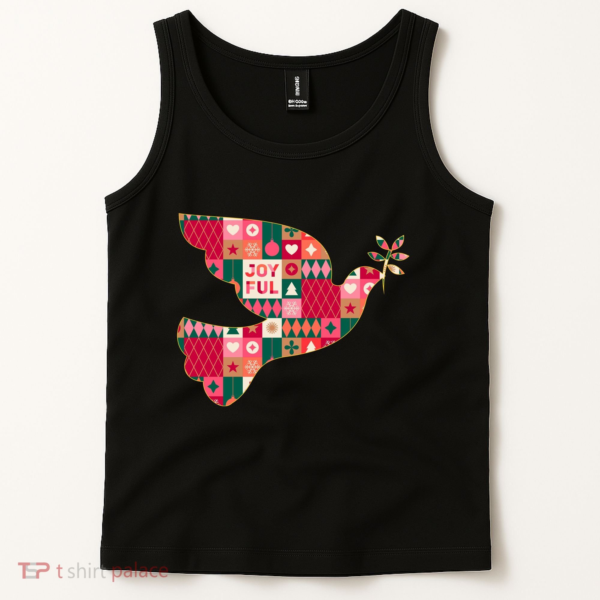 Christmas Joyful Pattern Peace Dove Tank Top