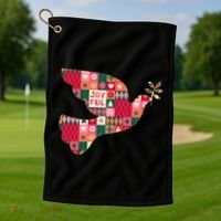 Christmas Joyful Pattern Peace Dove Golf Towel thumb 1