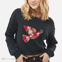 Christmas Joyful Pattern Peace Dove Cropped Pullover Crew thumb 2