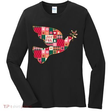 Christmas Joyful Pattern Peace Dove Women's Long Sleeve Shirt