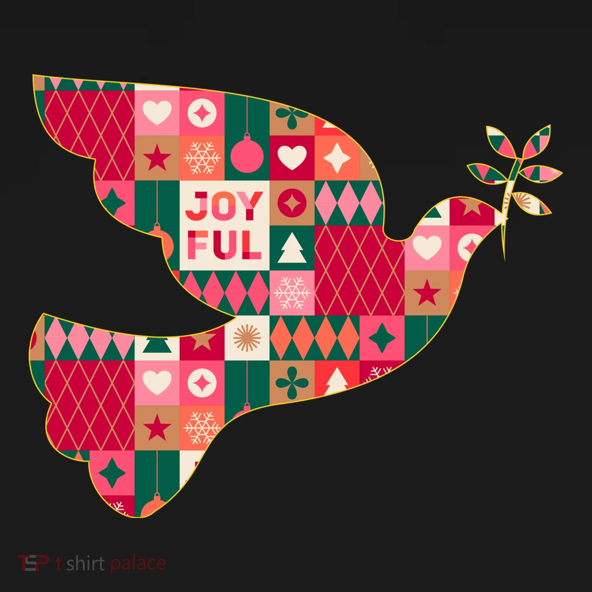Christmas Joyful Pattern Peace Dove Women's Long Sleeve Shirt