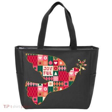 Christmas Joyful Pattern Peace Dove Tote Bag