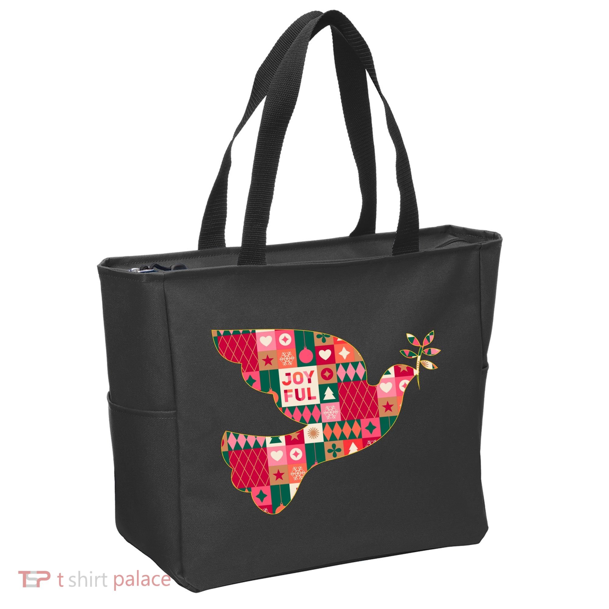 Christmas Joyful Pattern Peace Dove Tote Bag