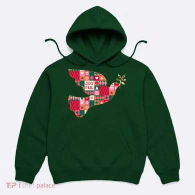 Christmas Joyful Pattern Peace Dove Hoodie