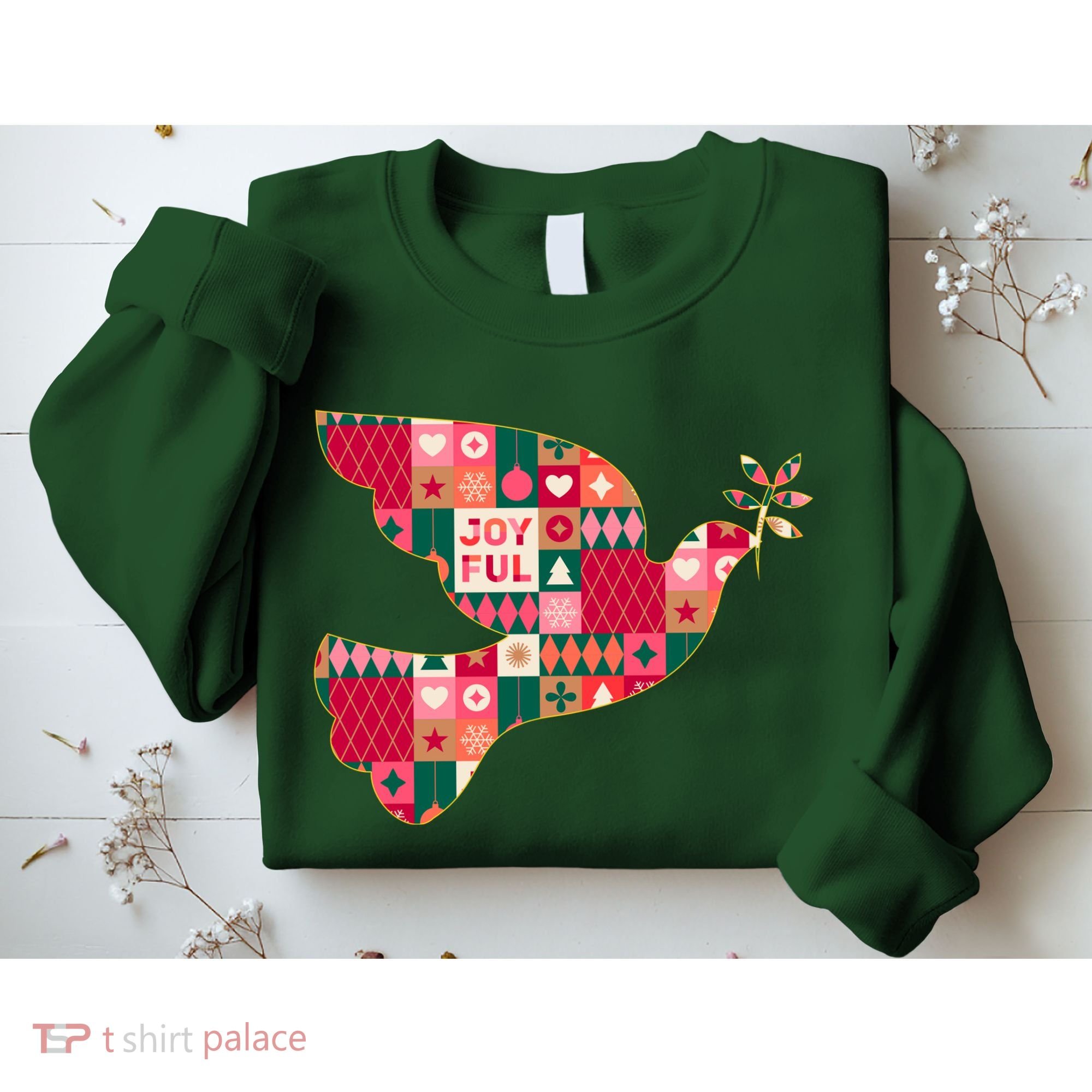 Christmas Joyful Pattern Peace Dove Sweatshirt