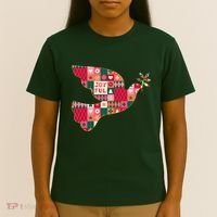 Christmas Joyful Pattern Peace Dove T-Shirt thumb 4