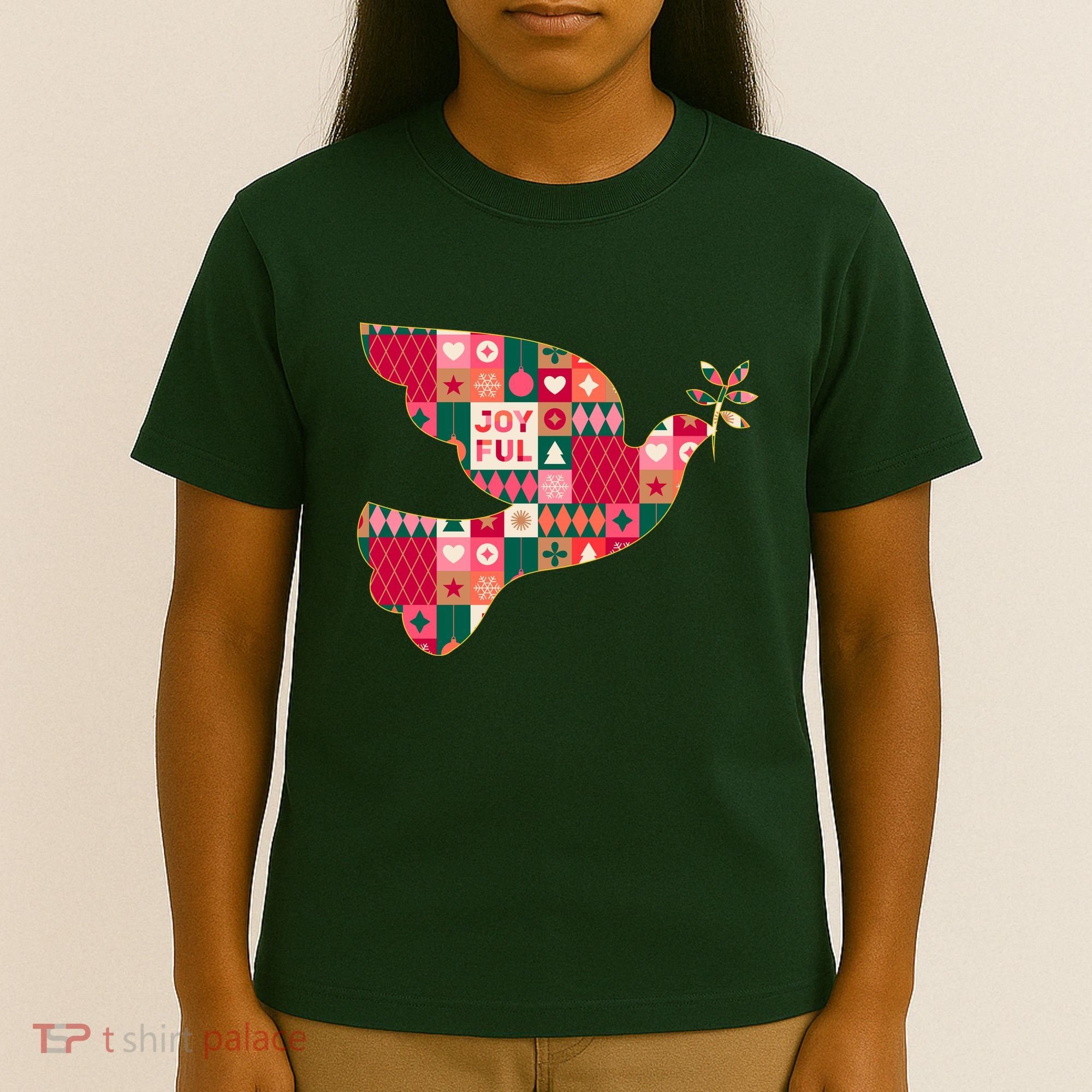 Christmas Joyful Pattern Peace Dove T-Shirt