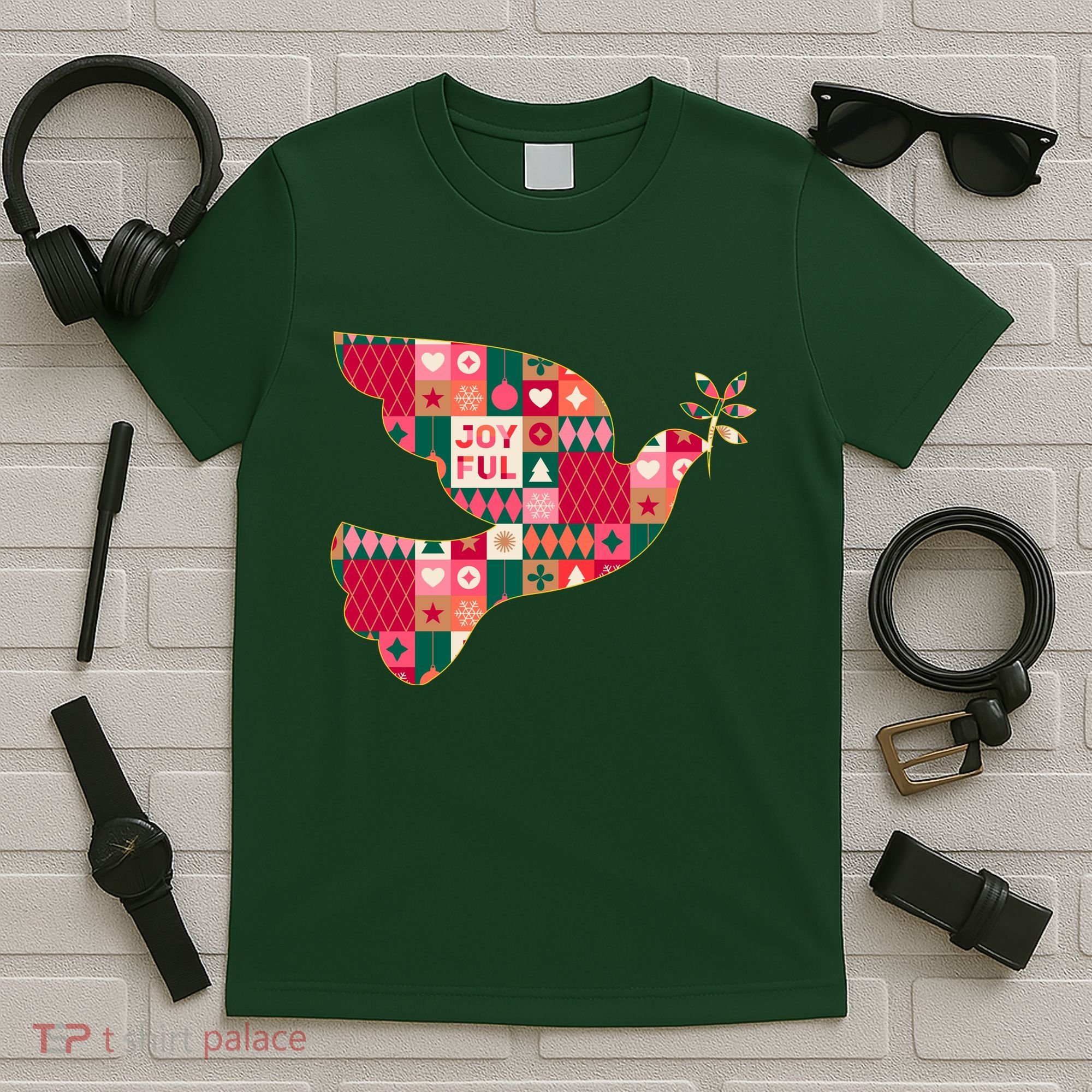 Christmas Joyful Pattern Peace Dove T-Shirt