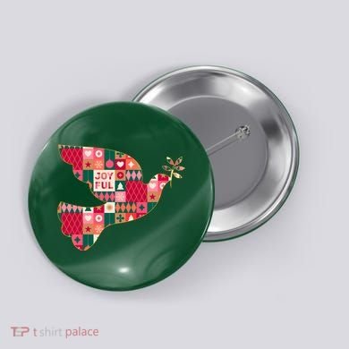Christmas Joyful Pattern Peace Dove Button