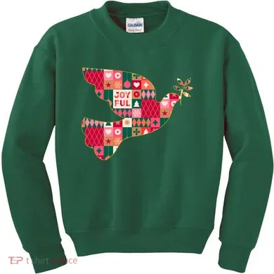 Christmas Joyful Pattern Peace Dove Kids Sweatshirt
