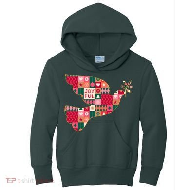 Christmas Joyful Pattern Peace Dove Kids Hoodie