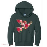 Christmas Joyful Pattern Peace Dove Kids Hoodie thumb 0