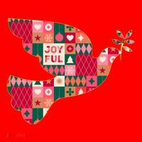 Christmas Joyful Pattern Peace Dove Santa Hat thumb 1