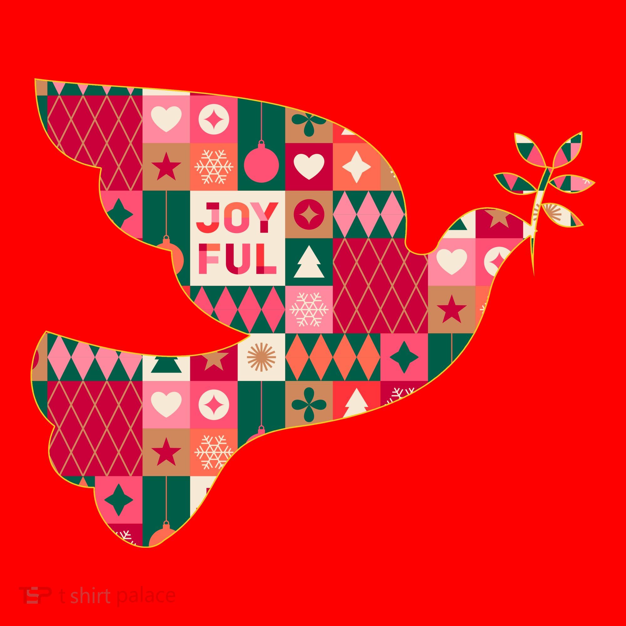 Christmas Joyful Pattern Peace Dove Santa Hat