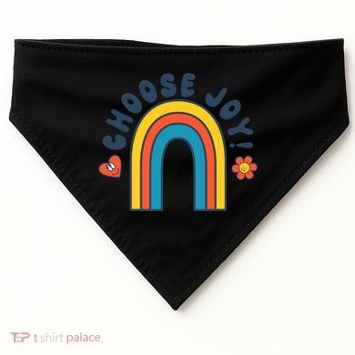 Choose Joy! Retro 70's Style Happy Rainbow Cool Gift USA-Made Doggie Bandana