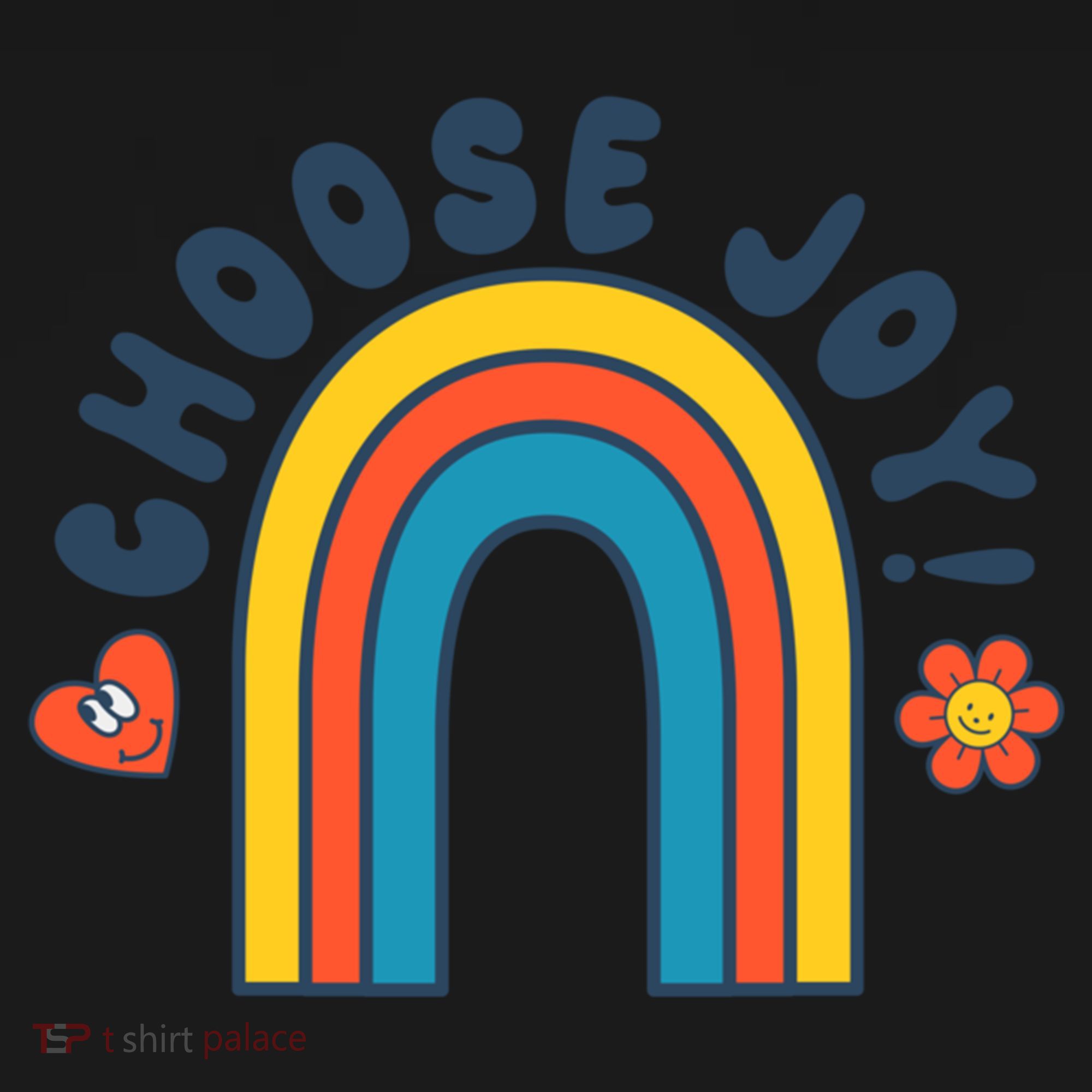 Choose Joy! Retro 70's Style Happy Rainbow Cool Gift USA-Made Doggie Bandana