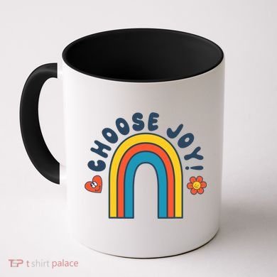 Choose Joy! Retro 70's Style Happy Rainbow Cool Gift Coffee Mug