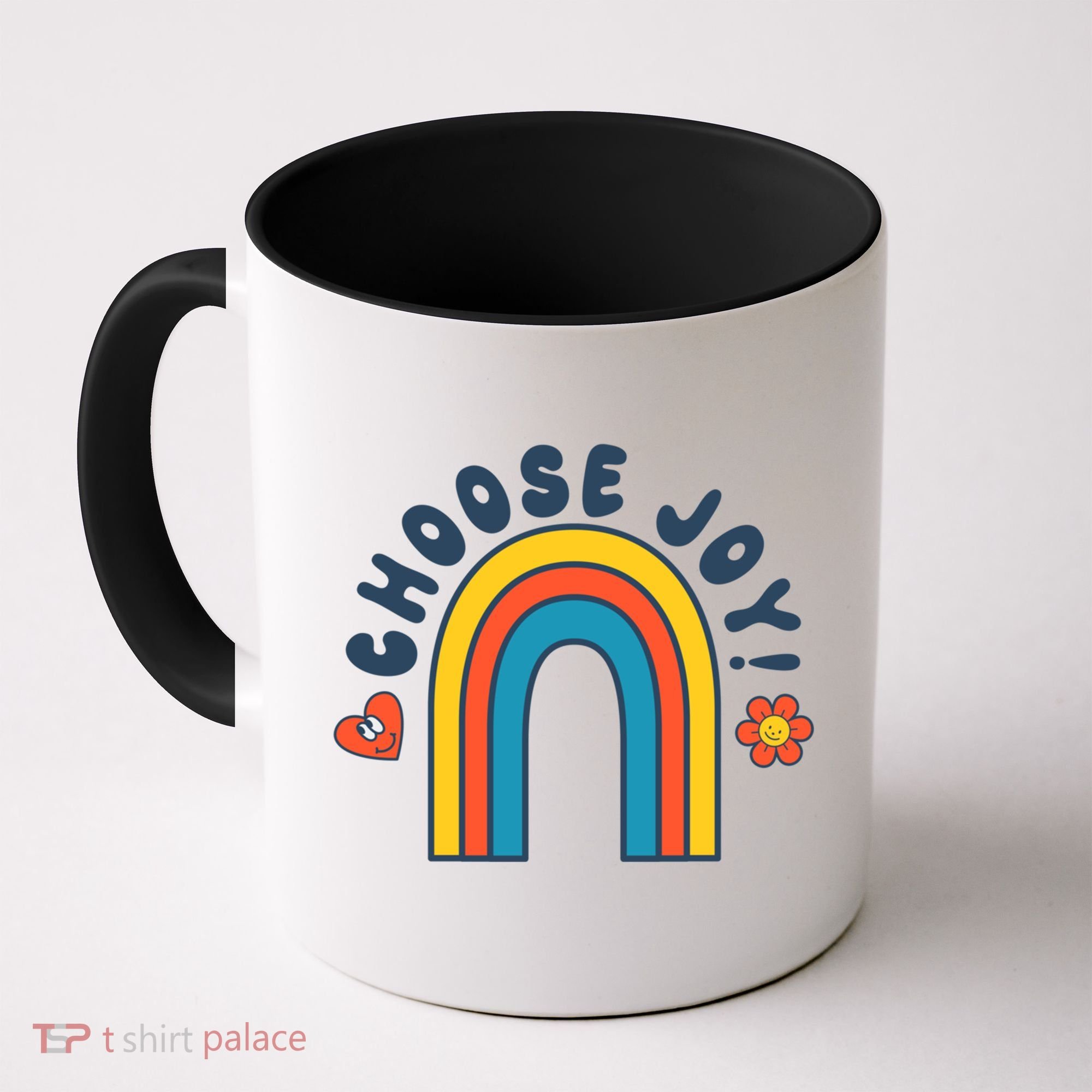 Choose Joy! Retro 70's Style Happy Rainbow Cool Gift Coffee Mug