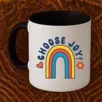 Choose Joy! Retro 70's Style Happy Rainbow Cool Gift Coffee Mug thumb 2