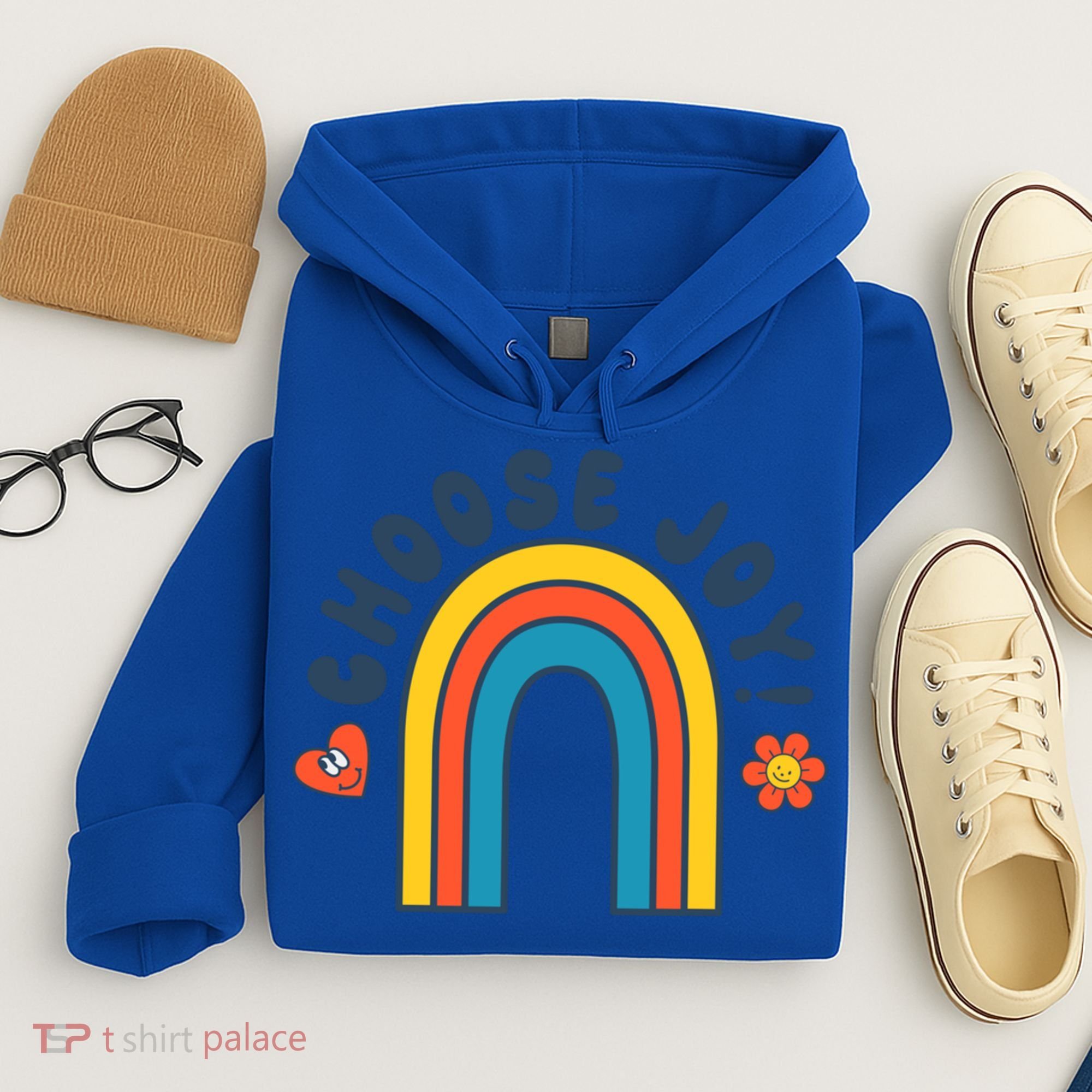 Choose Joy! Retro 70's Style Happy Rainbow Cool Gift Hoodie