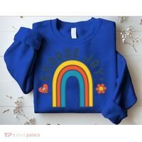 Choose Joy! Retro 70's Style Happy Rainbow Cool Gift Sweatshirt thumb 2